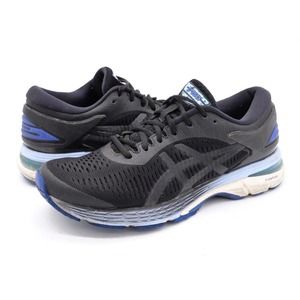 ASICS GEL-Kayano 25 Womens 7.5 Running Shoes Black Blue Mesh Athletic Sneakers